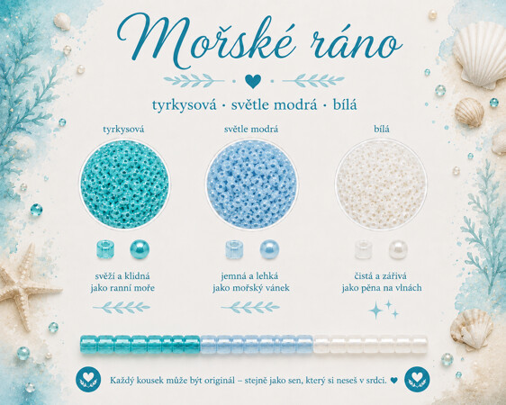 Mořské ráno – tyrkysová · světle modrá · bílá