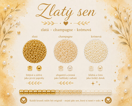 Zlatý sen – zlatá · champagne · krémová