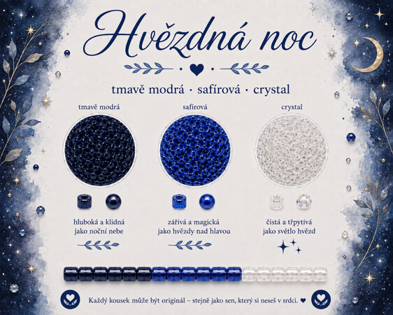 Hvězdná noc – tmavě modrá · safírová · crystal